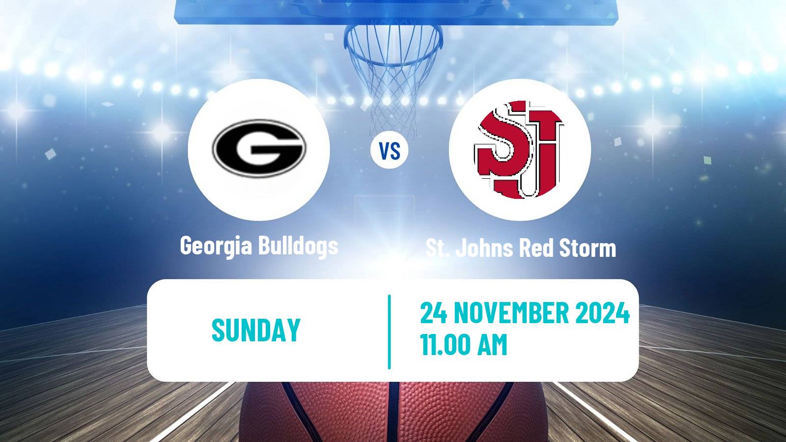 Basketball NCAA College Basketball Georgia Bulldogs - St. Johns Red Storm