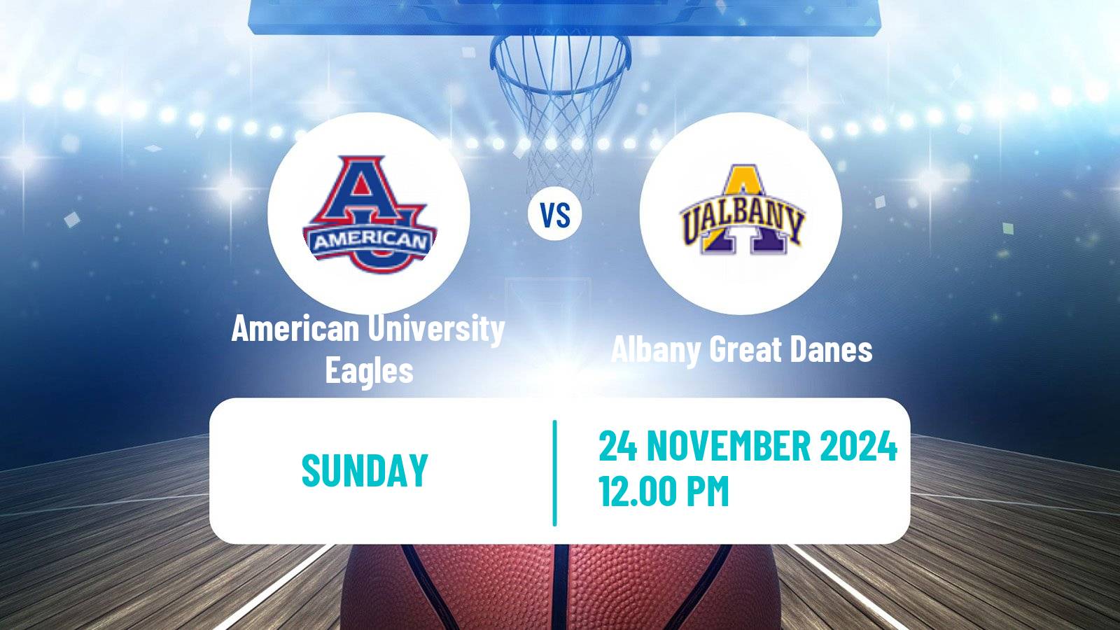 Basketball NCAA College Basketball American University Eagles - Albany Great Danes