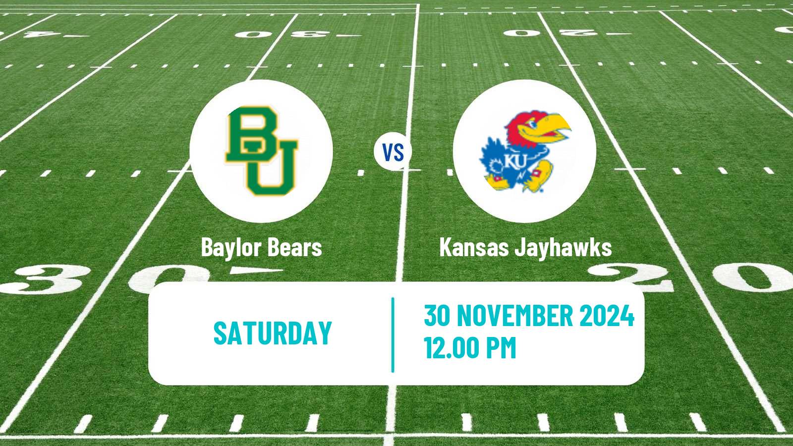 American football NCAA College Football Baylor Bears - Kansas Jayhawks