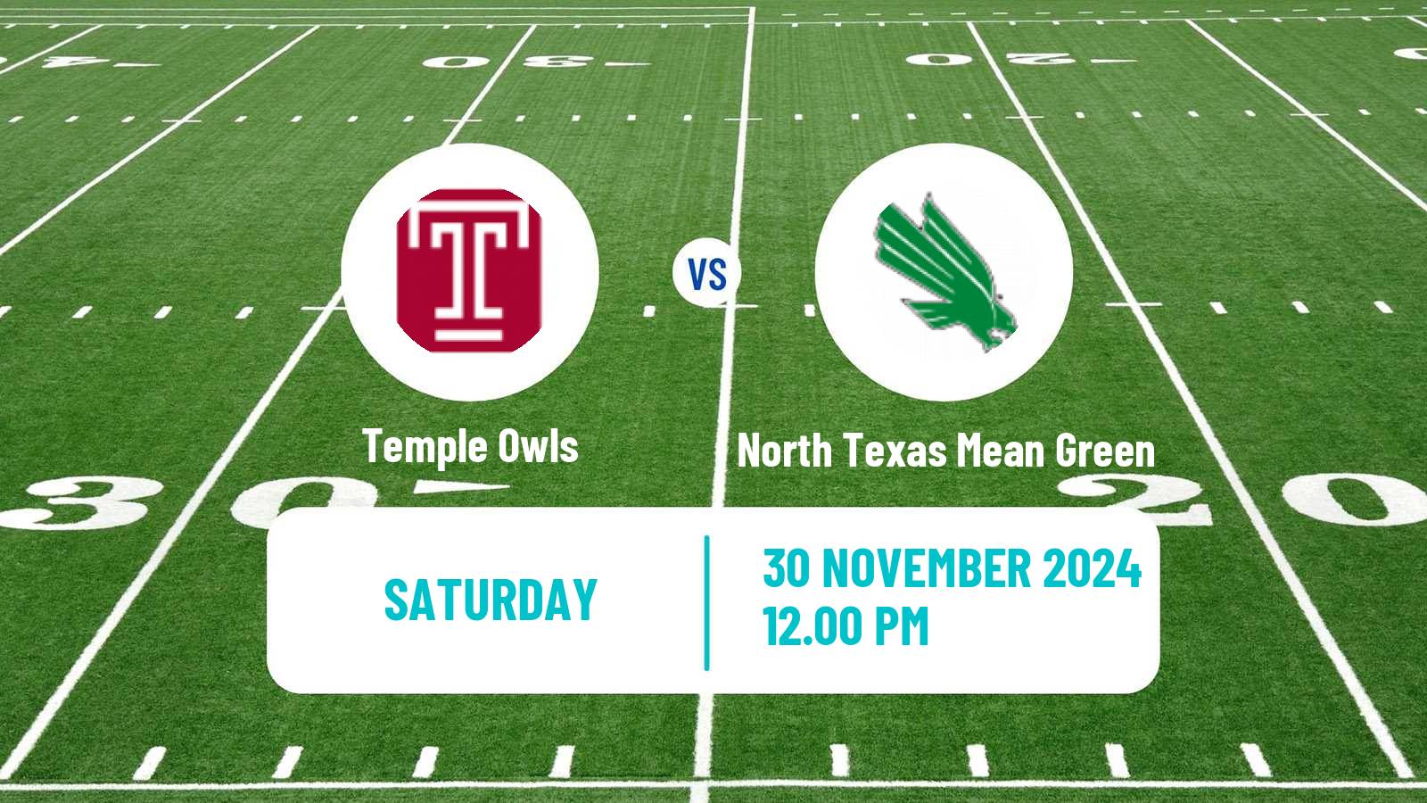 American football NCAA College Football Temple Owls - North Texas Mean Green