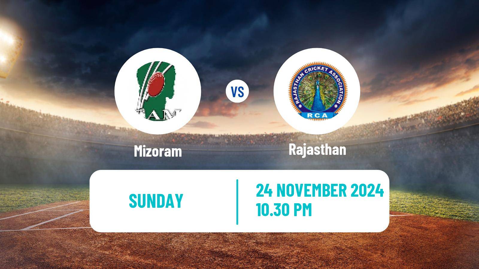 Cricket Syed Mushtaq Ali Trophy Mizoram - Rajasthan