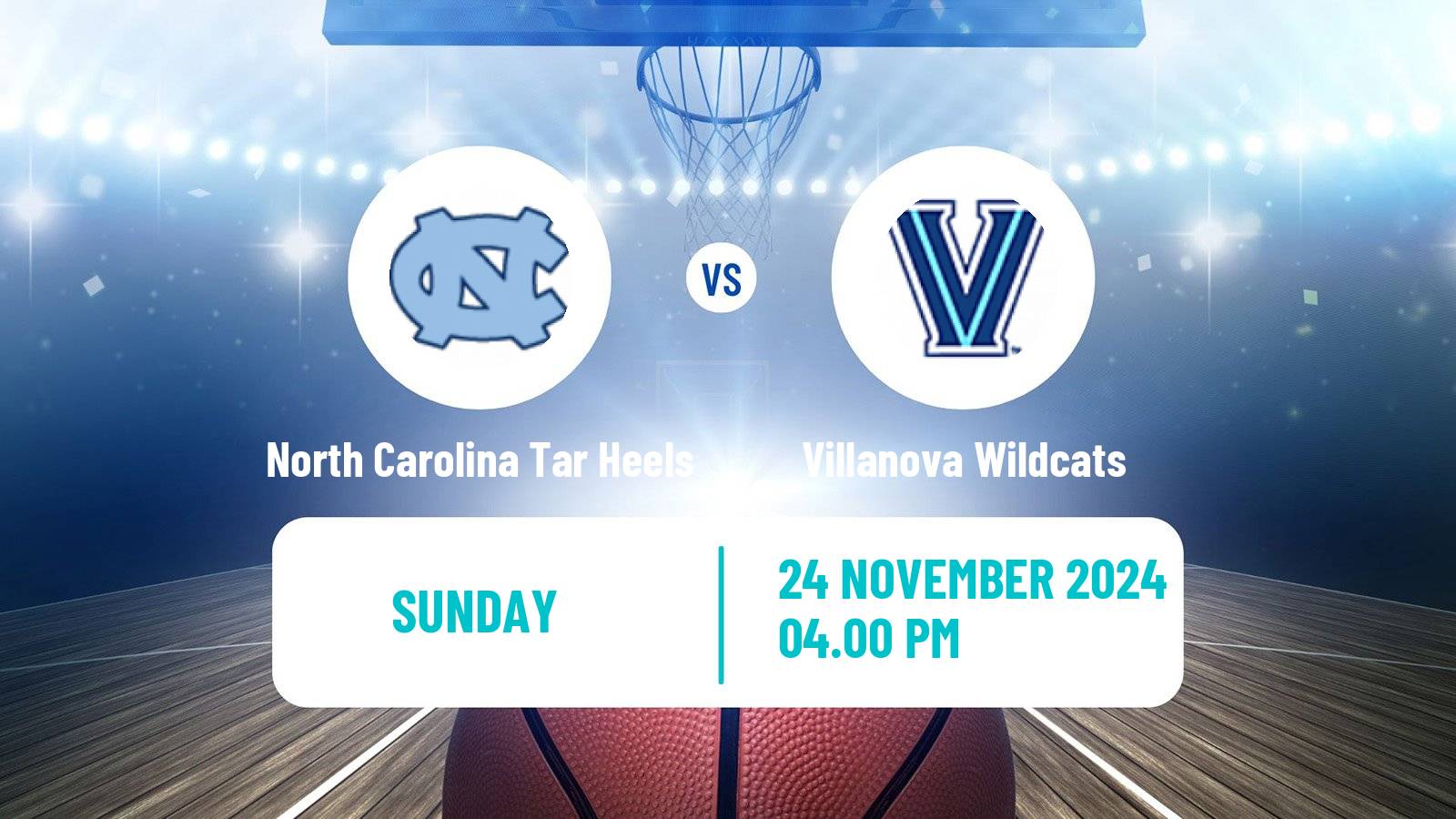 Basketball NCAA College Basketball Women North Carolina Tar Heels - Villanova Wildcats