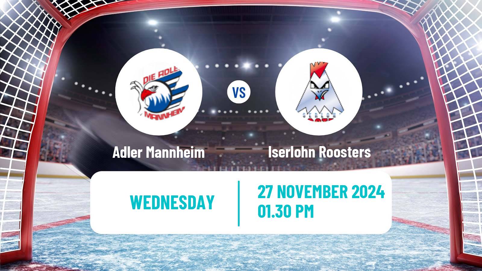 Hockey German Ice Hockey League Adler Mannheim - Iserlohn Roosters