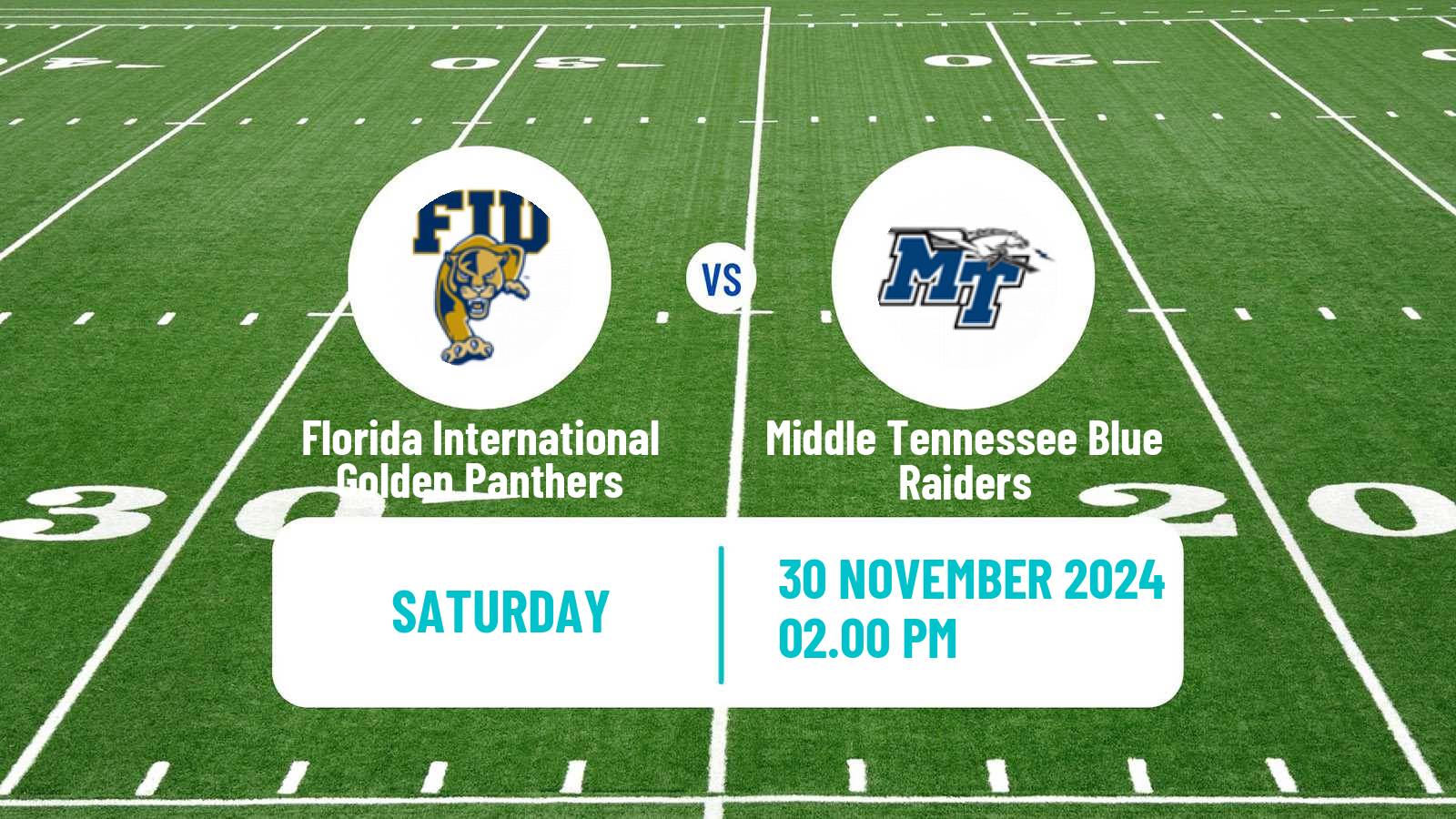 American football NCAA College Football Florida International Golden Panthers - Middle Tennessee Blue Raiders