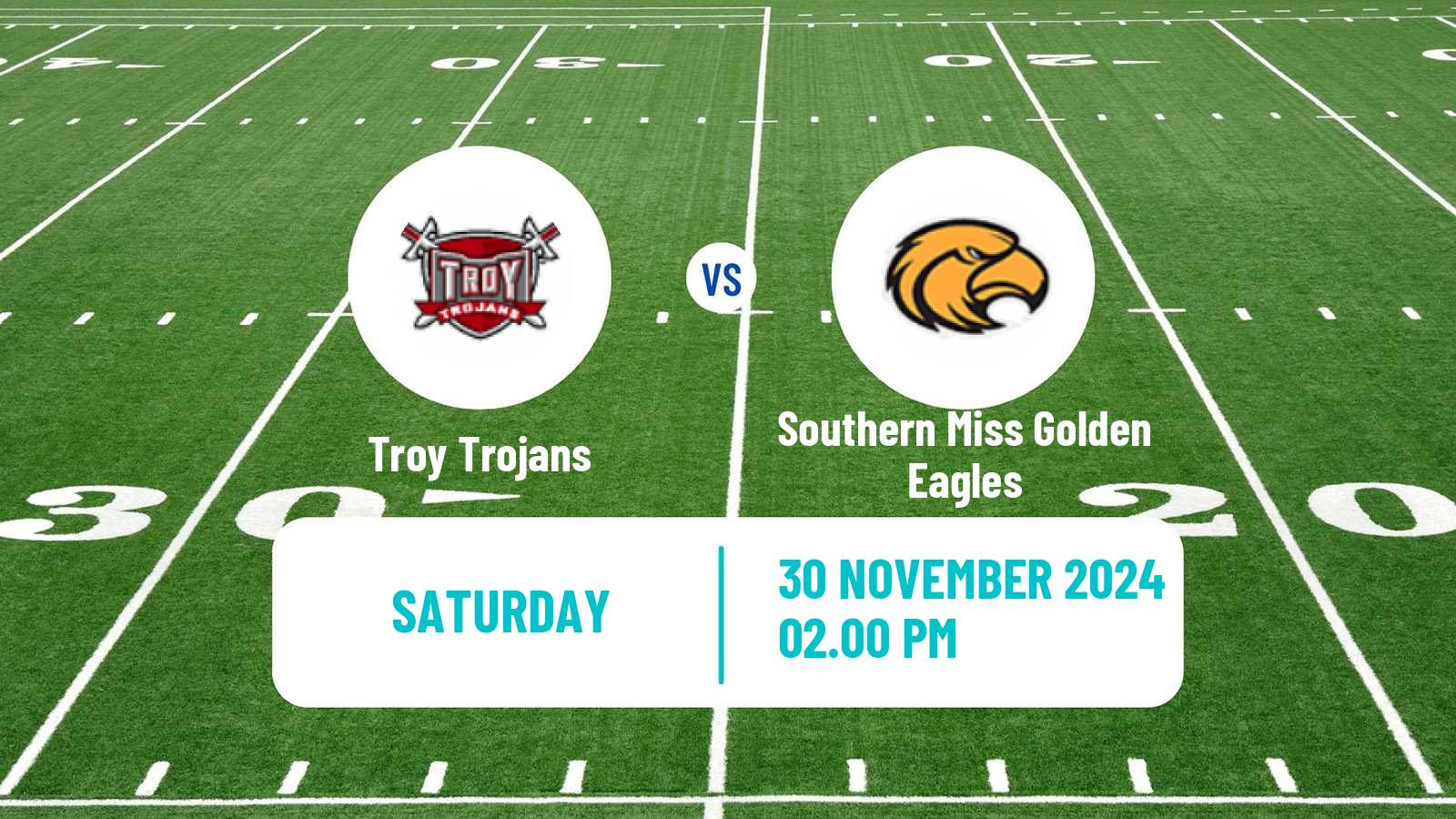 American football NCAA College Football Troy Trojans - Southern Miss Golden Eagles