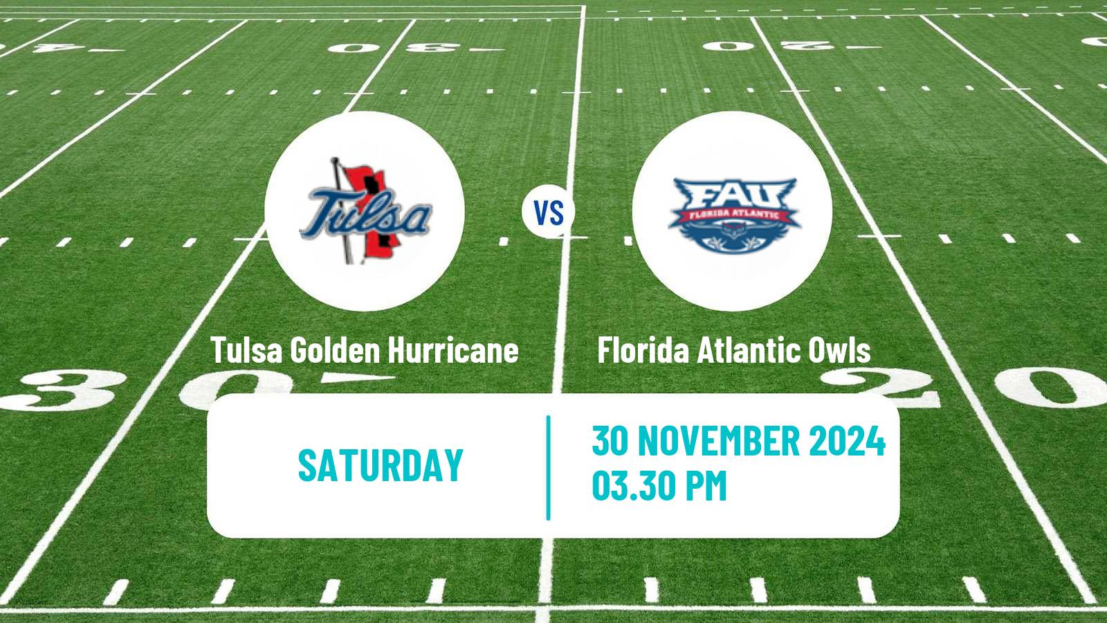 American football NCAA College Football Tulsa Golden Hurricane - Florida Atlantic Owls