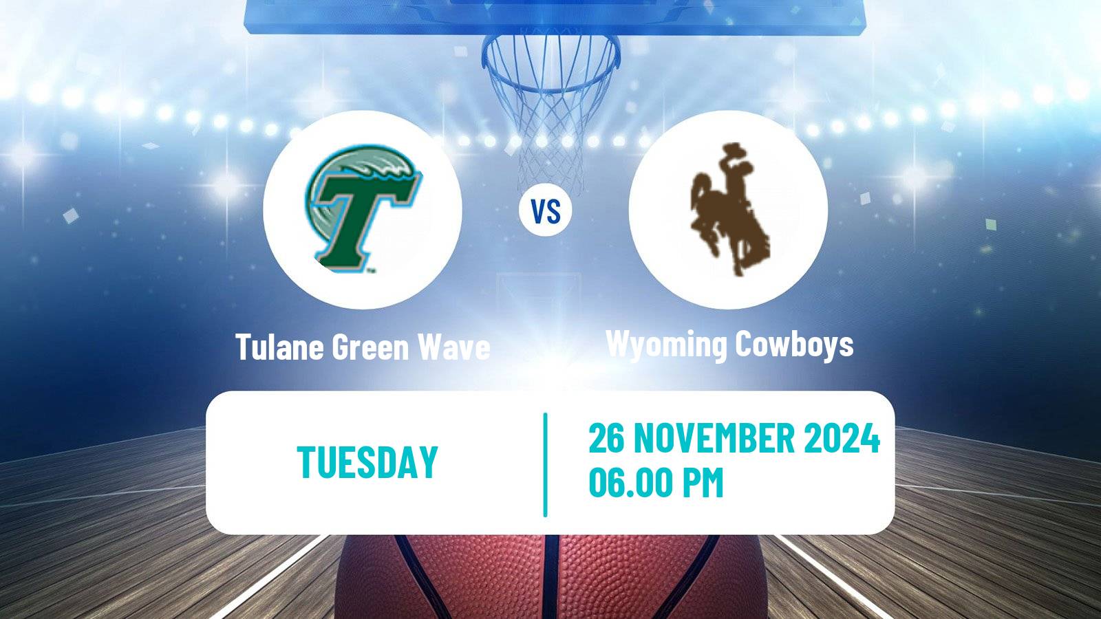 Basketball NCAA College Basketball Tulane Green Wave - Wyoming Cowboys