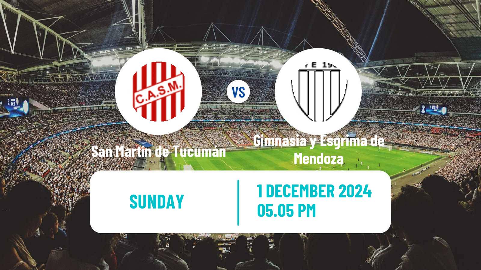 Soccer Argentinian Primera Nacional San Martín de Tucumán - Gimnasia y Esgrima de Mendoza