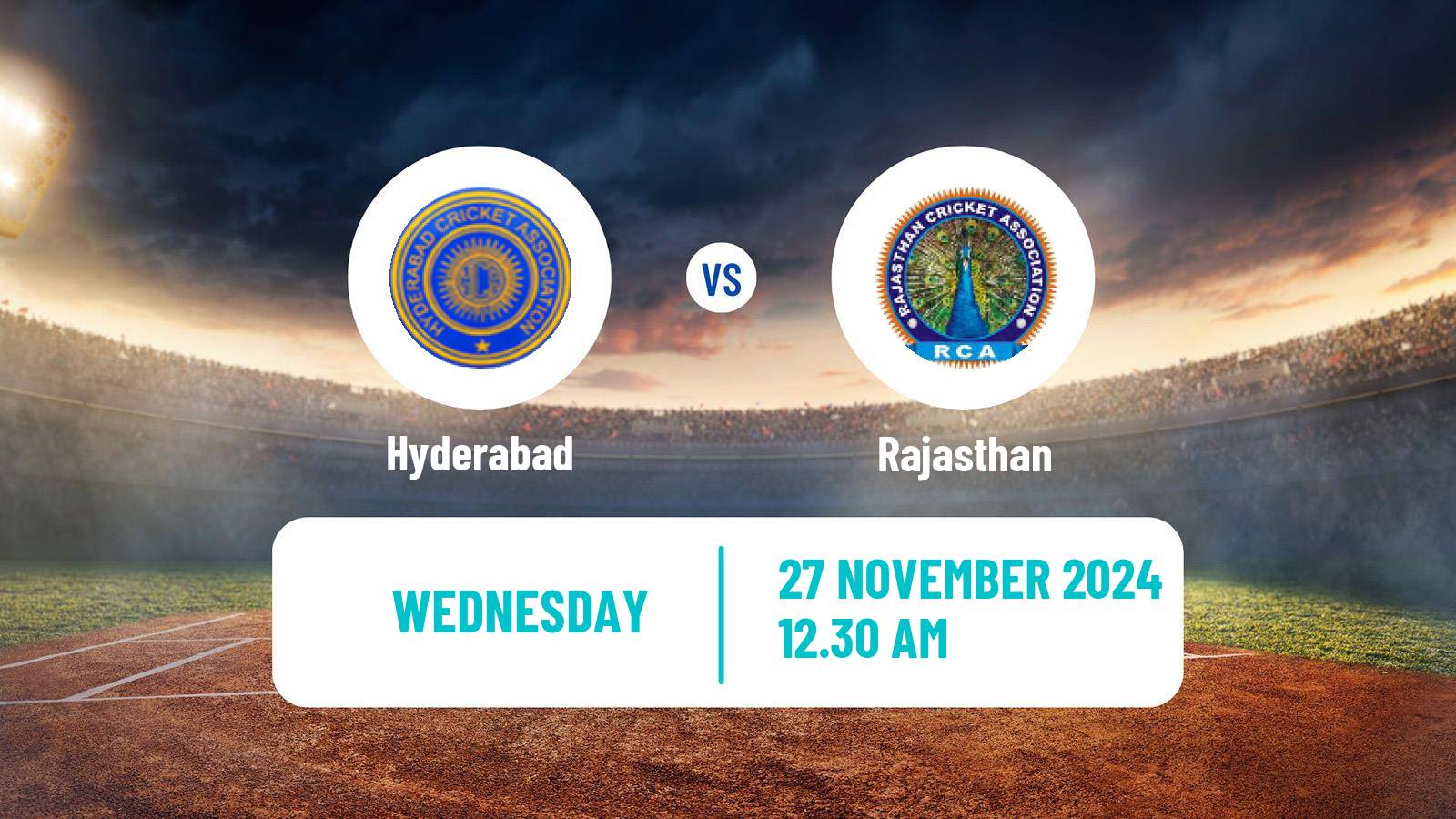 Cricket Syed Mushtaq Ali Trophy Hyderabad - Rajasthan