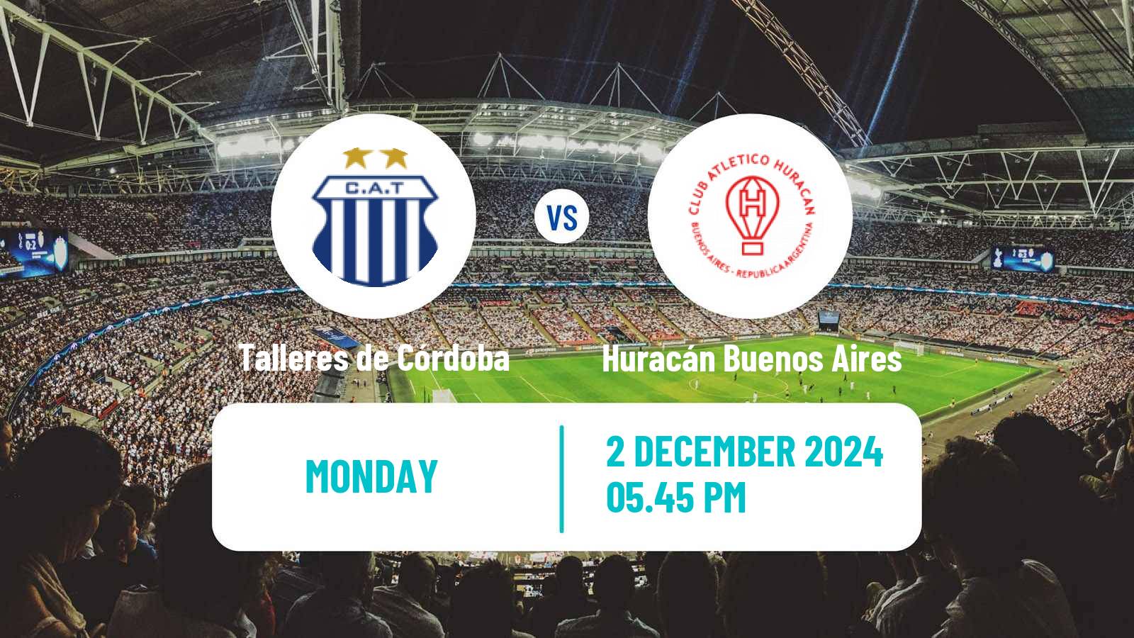 Soccer Argentinian Liga Profesional Talleres de Córdoba - Huracán Buenos Aires