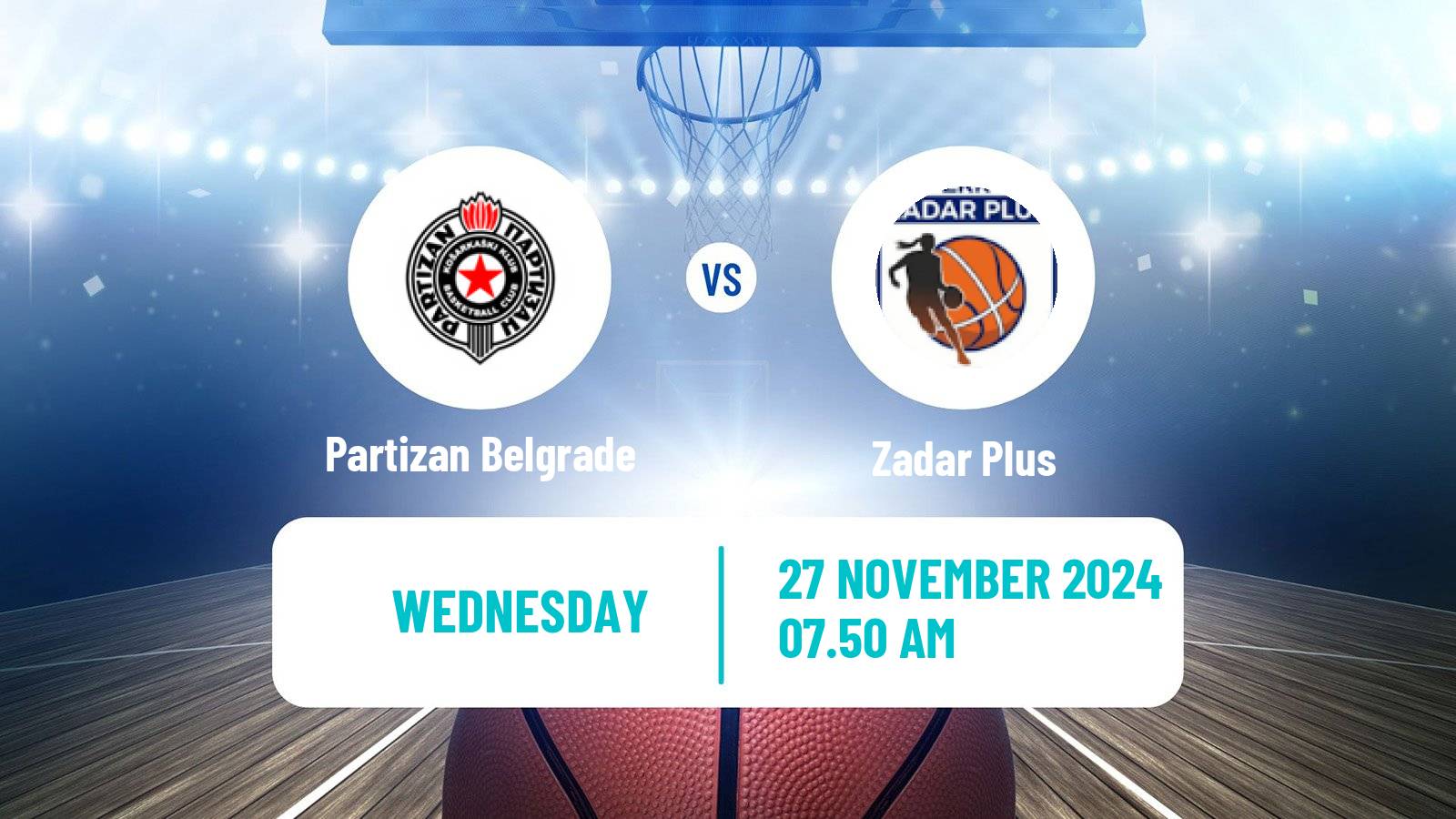 Basketball WABA League Partizan Belgrade - Zadar Plus