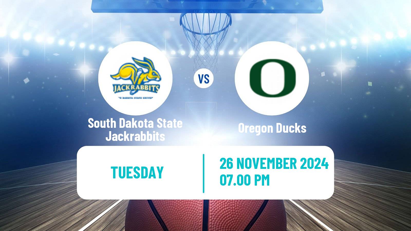 Basketball NCAA College Basketball Women South Dakota State Jackrabbits - Oregon Ducks