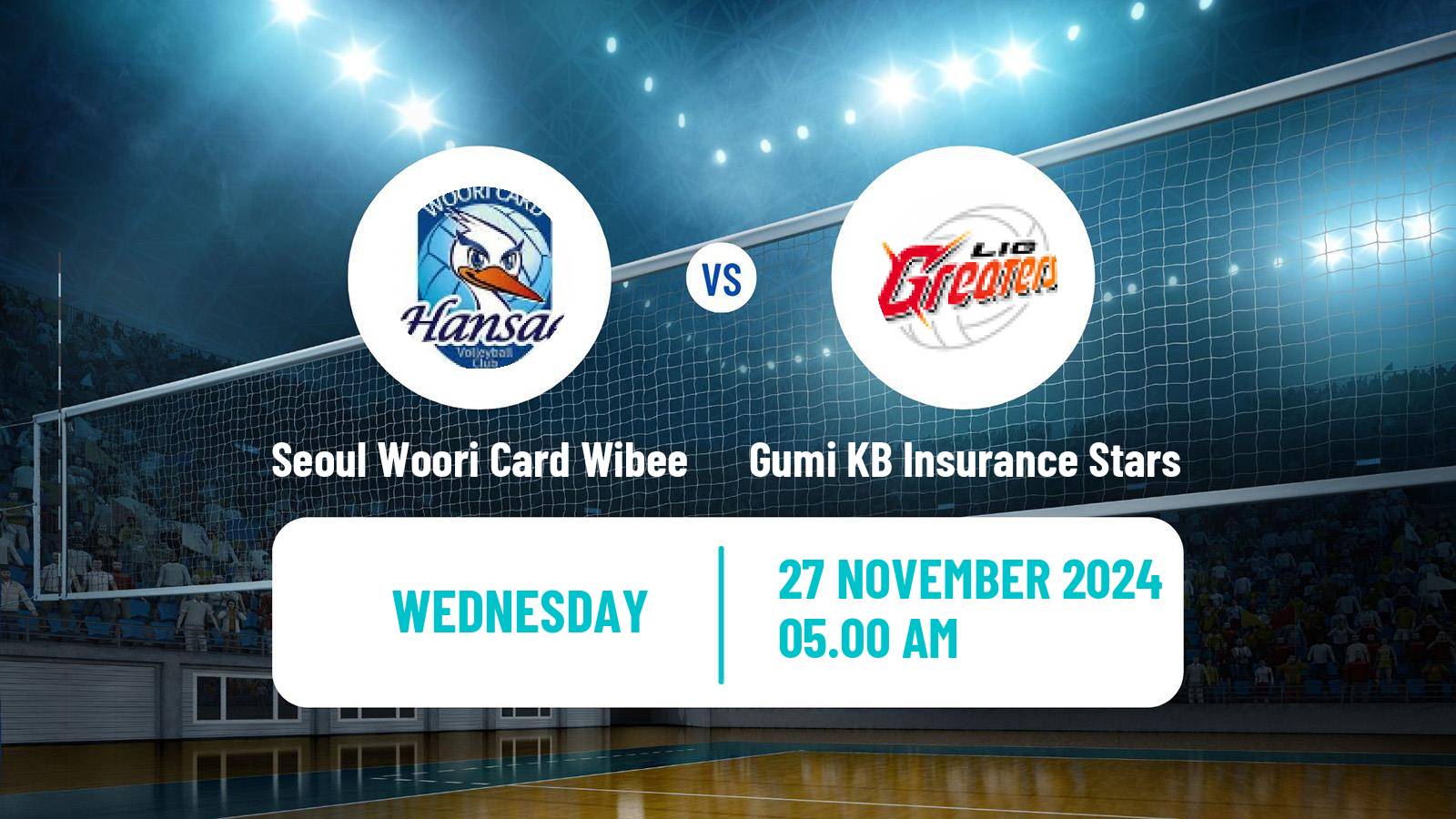 Volleyball South Korean V-League Seoul Woori Card Wibee - Gumi KB Insurance Stars