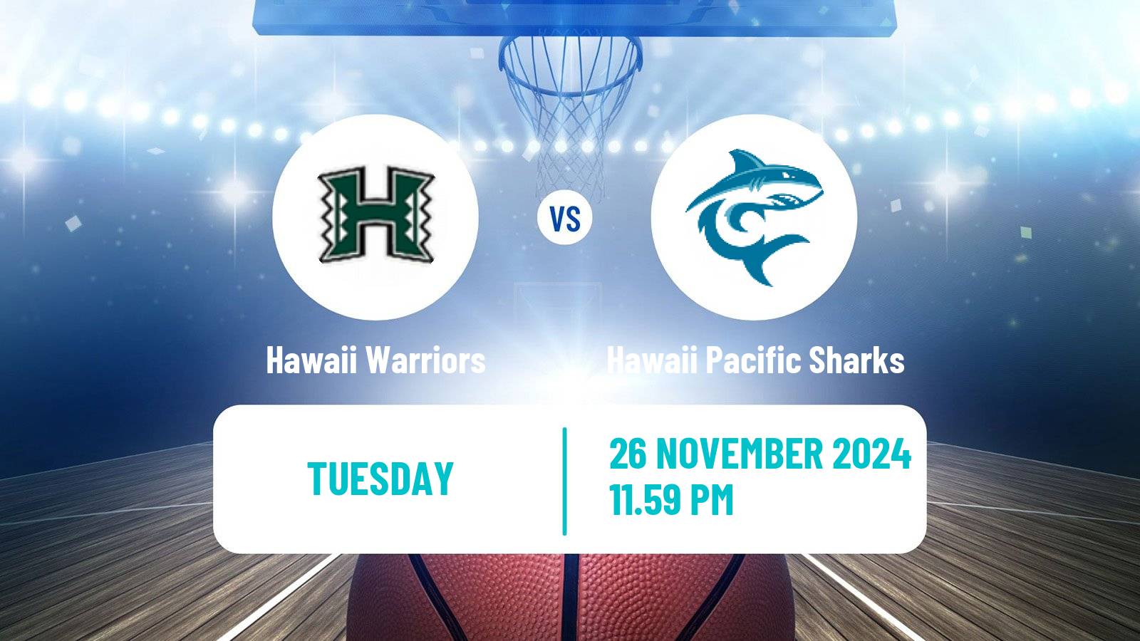 Basketball NCAA College Basketball Hawaii Warriors - Hawaii Pacific Sharks