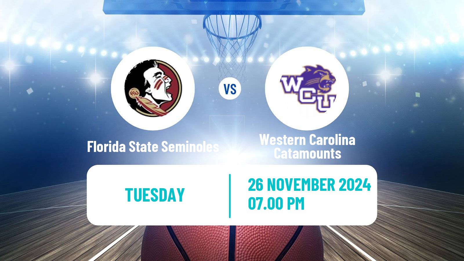 Basketball NCAA College Basketball Florida State Seminoles - Western Carolina Catamounts