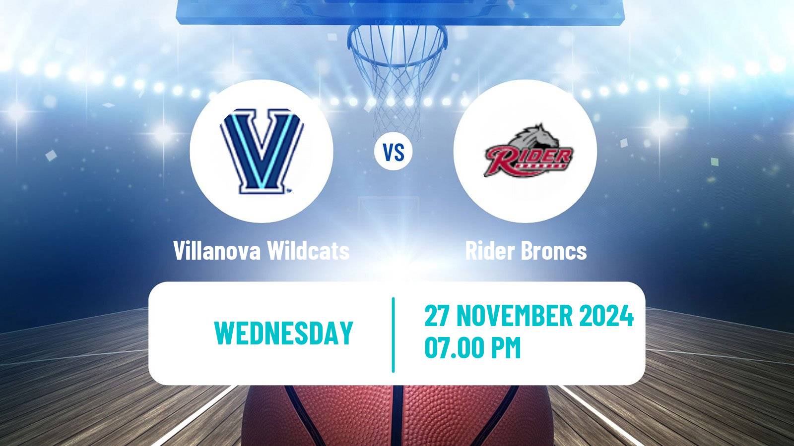 Basketball NCAA College Basketball Villanova Wildcats - Rider Broncs