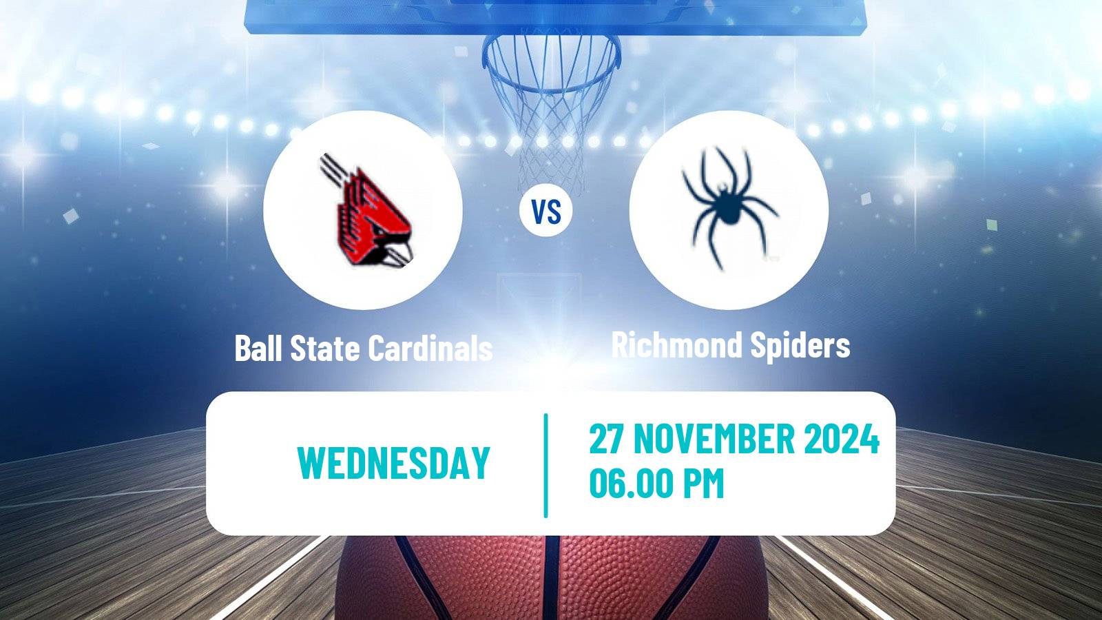 Basketball NCAA College Basketball Ball State Cardinals - Richmond Spiders