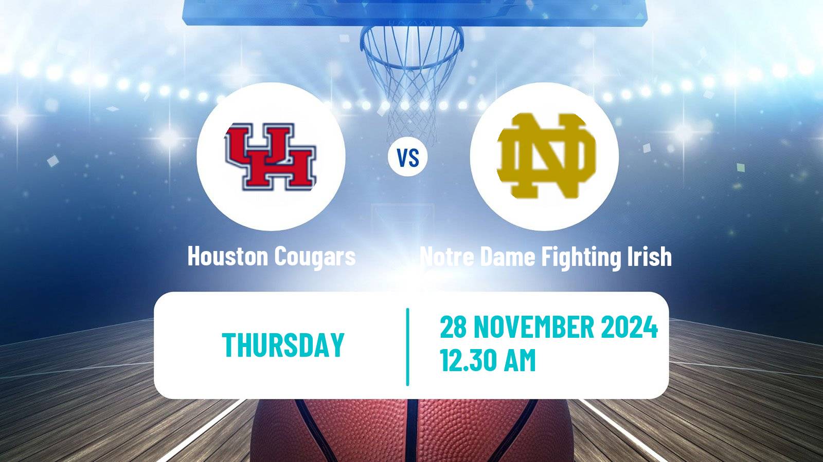 Basketball NCAA College Basketball Houston Cougars - Notre Dame Fighting Irish