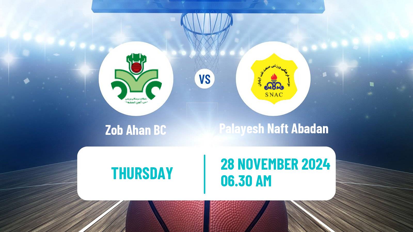 Basketball Iran Super League Basketball Zob Ahan - Palayesh Naft Abadan