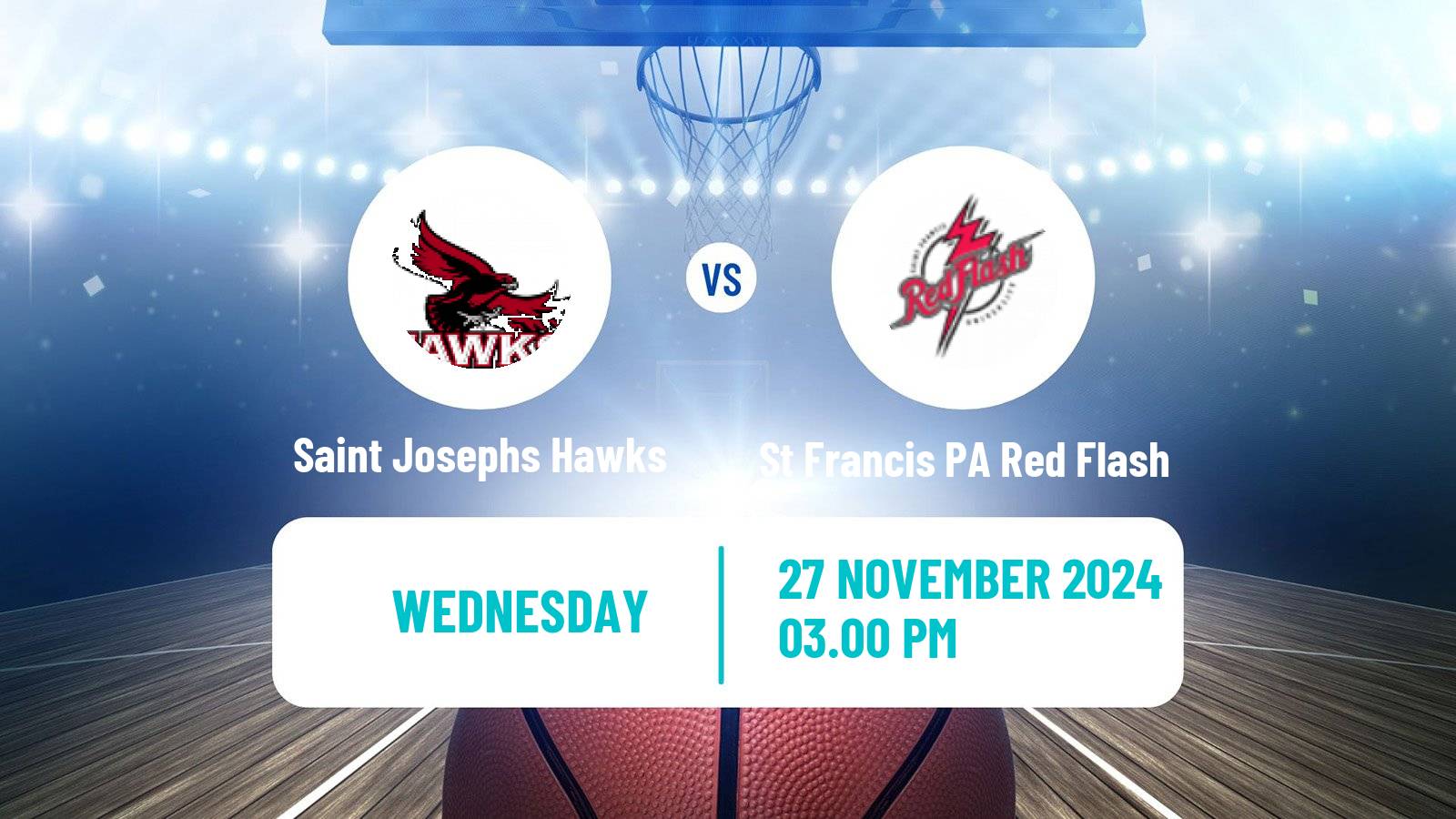 Basketball NCAA College Basketball Women Saint Josephs Hawks - St Francis PA Red Flash