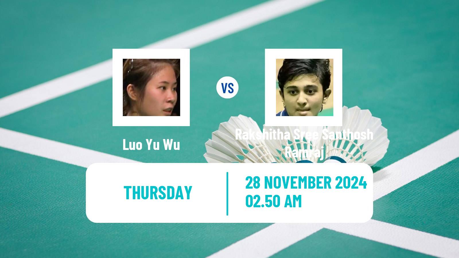 Badminton BWF World Tour Syed Modi International Championships Women Luo Yu Wu - Rakshitha Sree Santhosh Ramraj