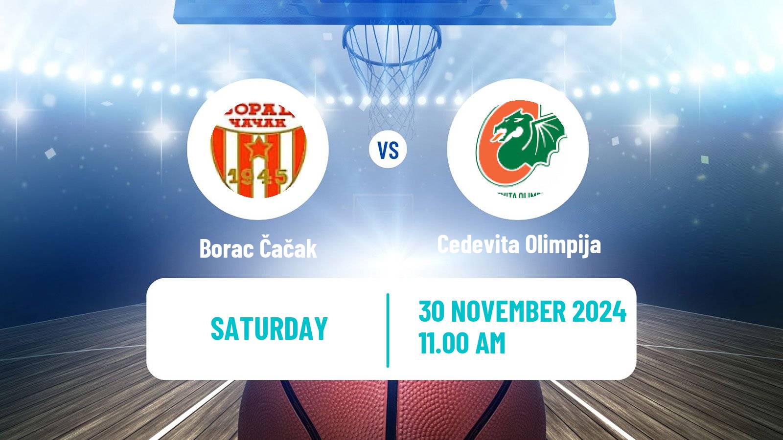 Basketball Adriatic League Borac Čačak - Cedevita Olimpija