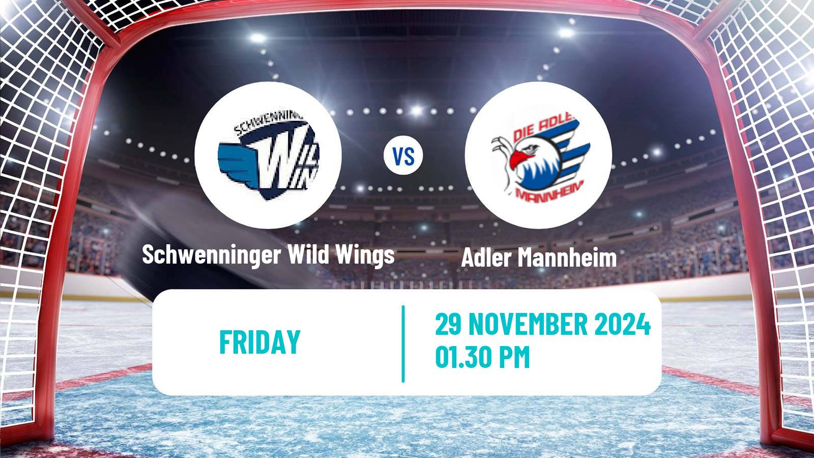 Hockey German Ice Hockey League Schwenninger Wild Wings - Adler Mannheim