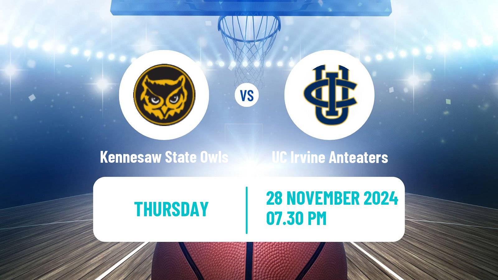 Basketball NCAA College Basketball Kennesaw State Owls - UC Irvine Anteaters