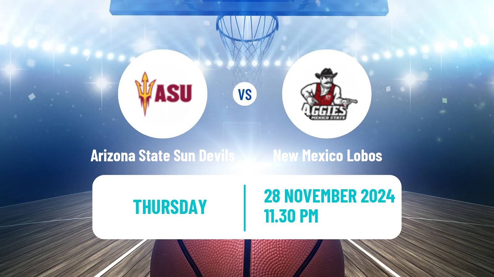 Basketball NCAA College Basketball Arizona State Sun Devils - New Mexico Lobos