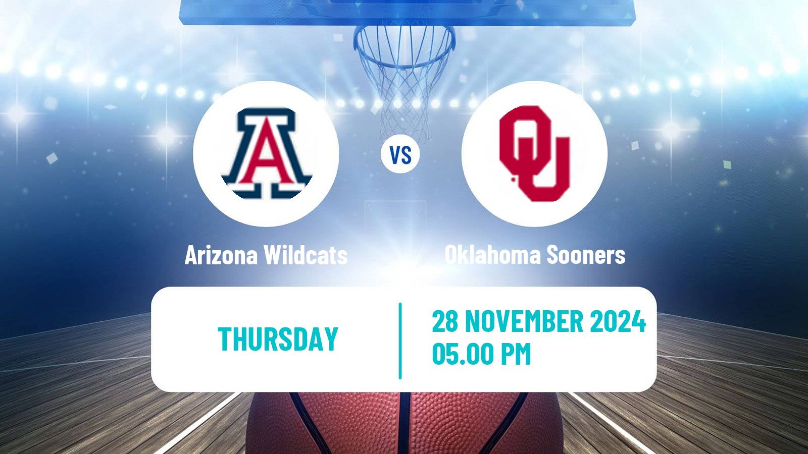 Basketball NCAA College Basketball Arizona Wildcats - Oklahoma Sooners