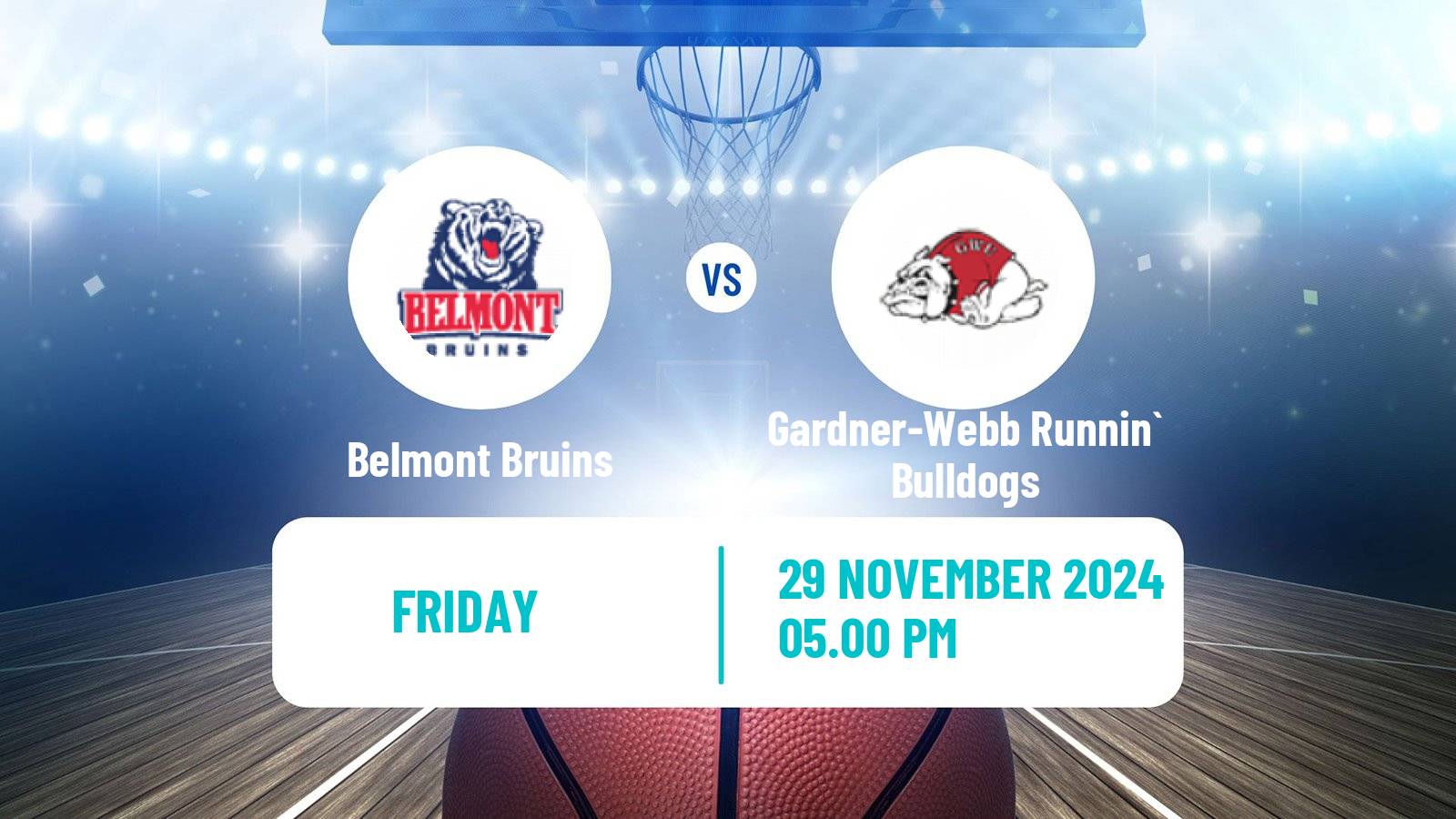 Basketball NCAA College Basketball Belmont Bruins - Gardner-Webb Runnin` Bulldogs