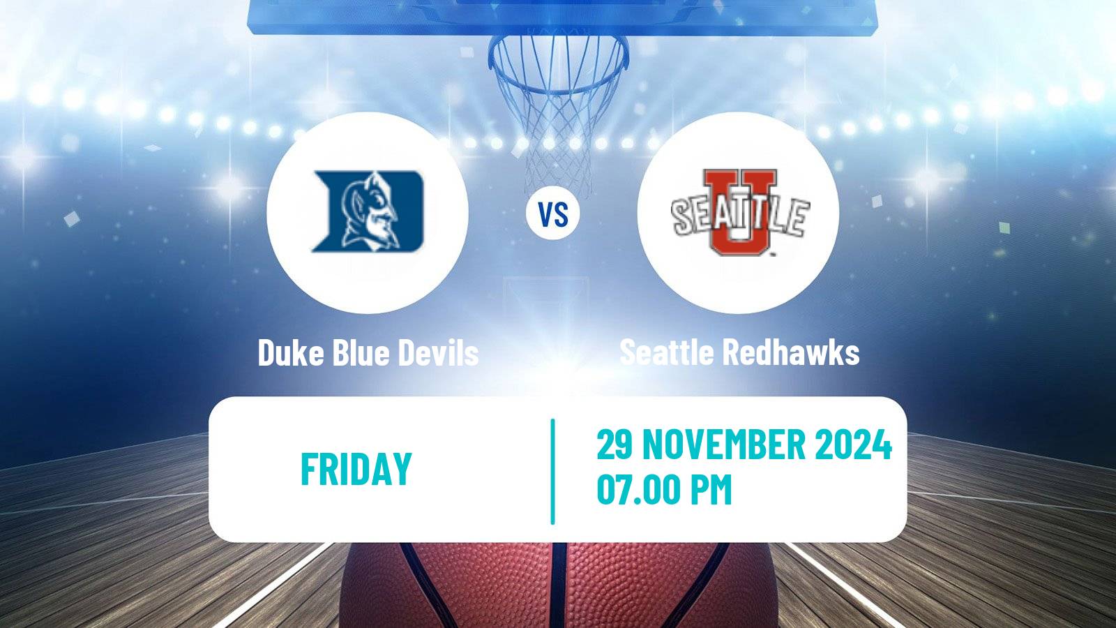 Basketball NCAA College Basketball Duke Blue Devils - Seattle Redhawks