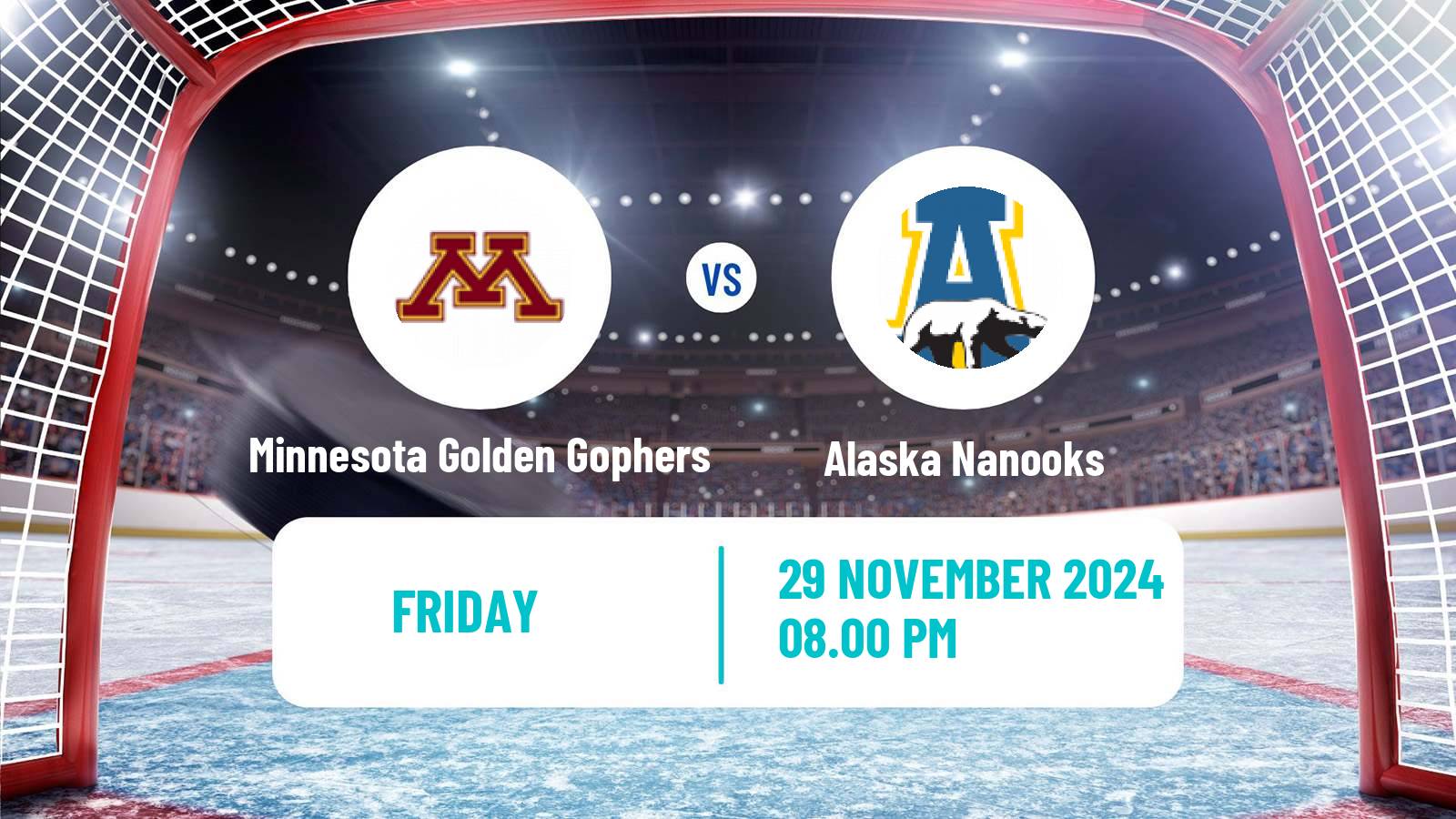 Hockey NCAA Hockey Minnesota Golden Gophers - Alaska Nanooks