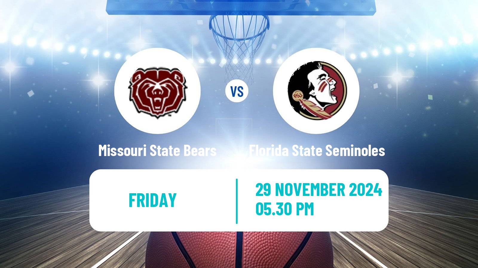 Basketball NCAA College Basketball Women Missouri State Bears - Florida State Seminoles