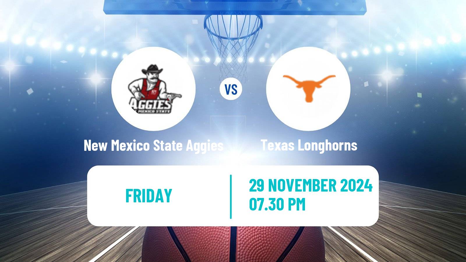 Basketball NCAA College Basketball Women New Mexico State Aggies - Texas Longhorns