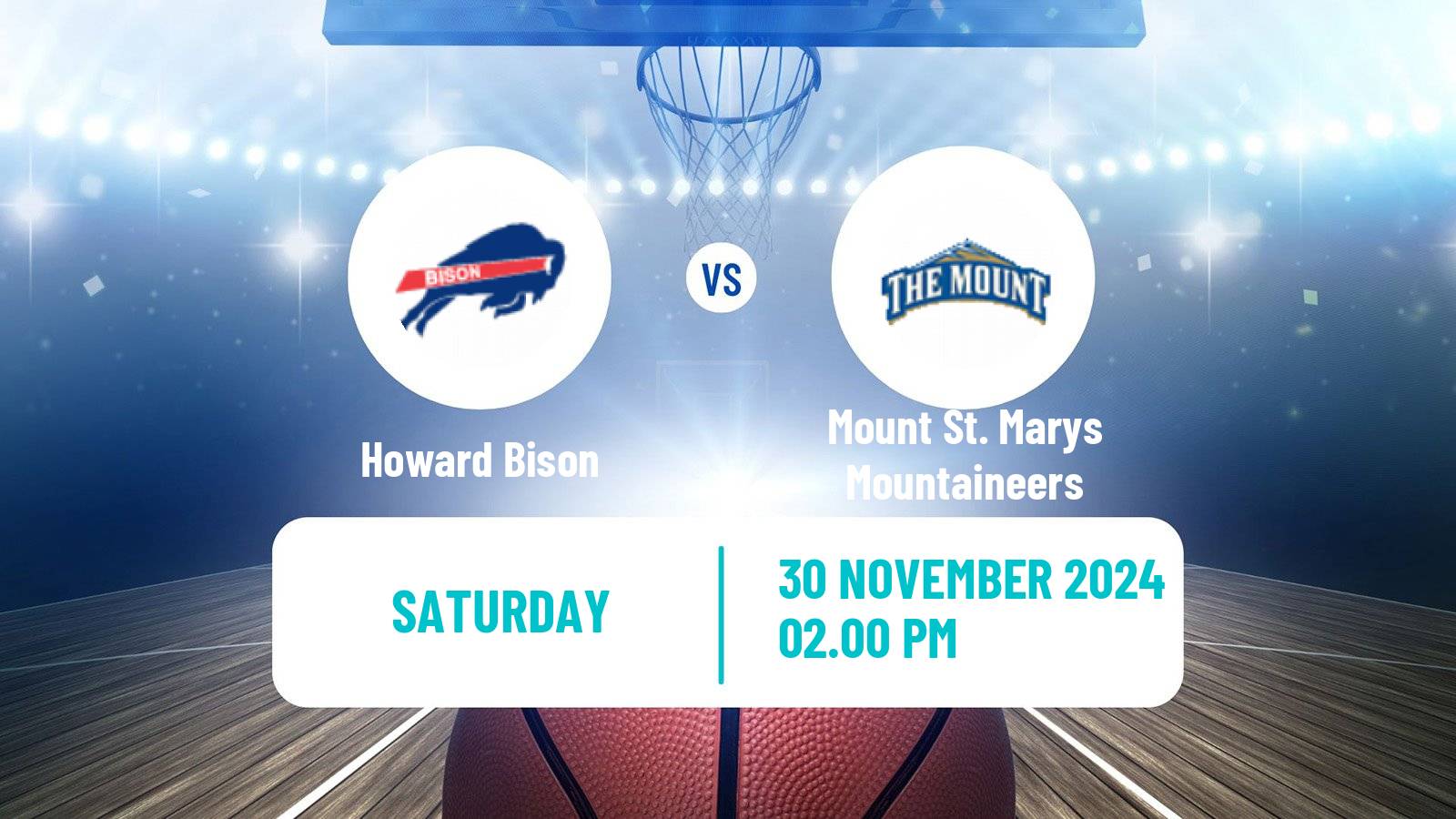 Basketball NCAA College Basketball Howard Bison - Mount St. Marys Mountaineers