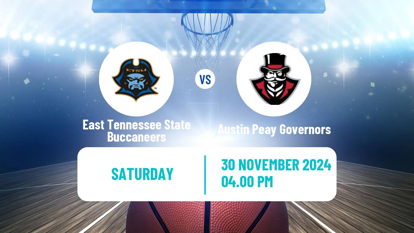 Basketball NCAA College Basketball East Tennessee State Buccaneers - Austin Peay Governors