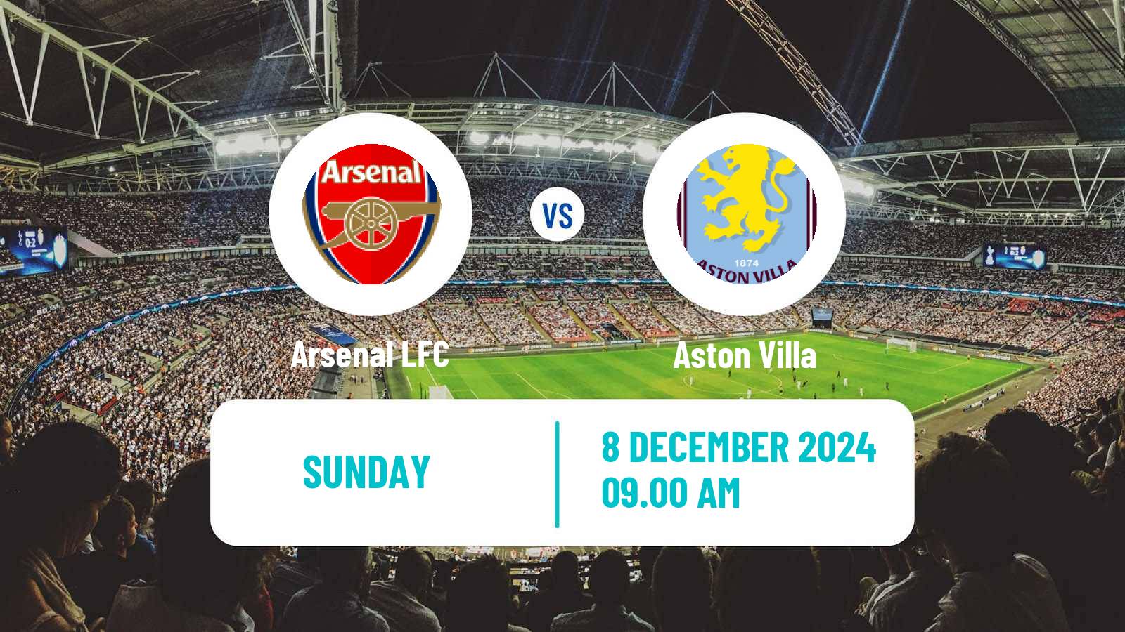 Soccer English WSL Arsenal LFC - Aston Villa