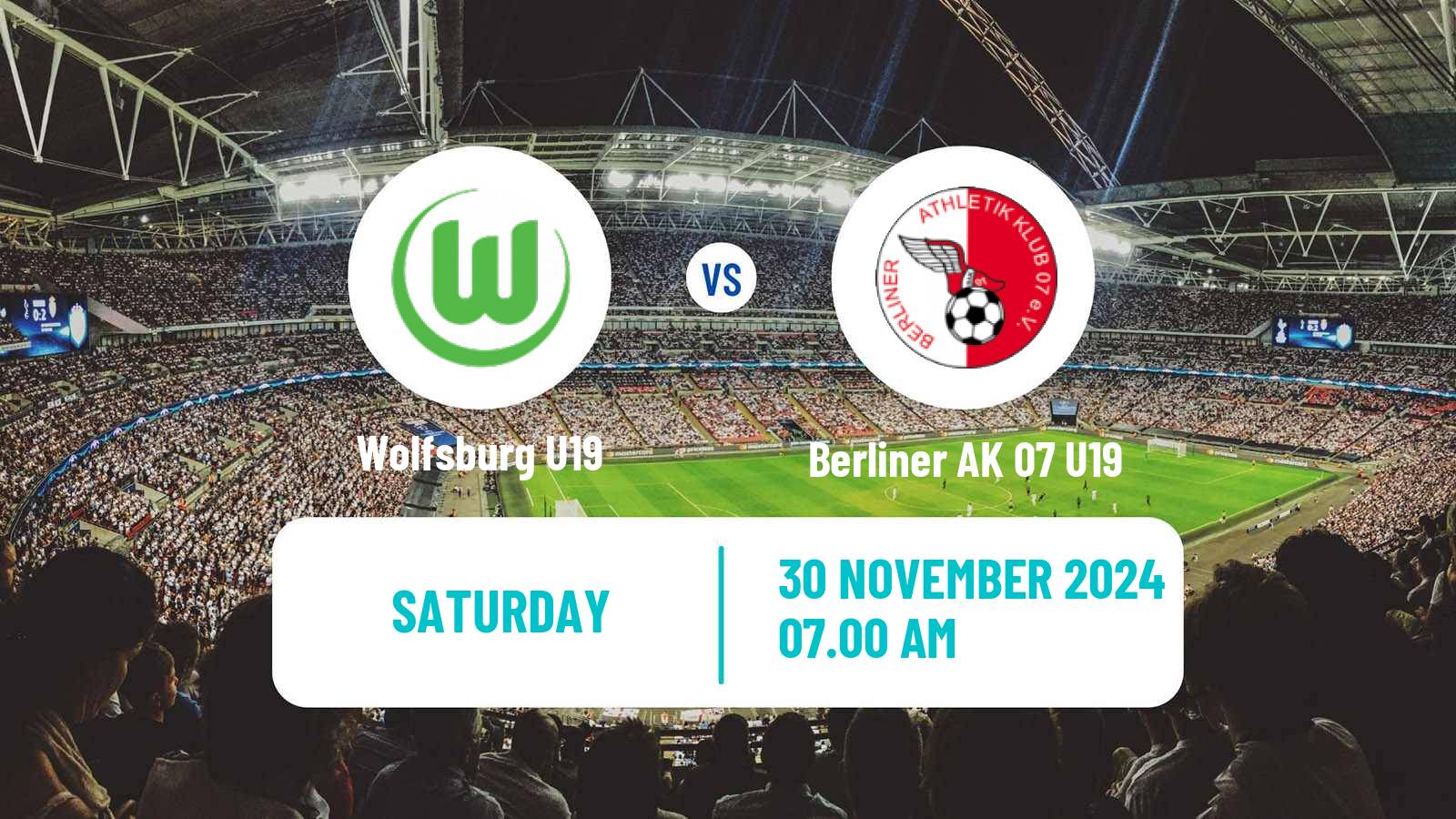 Soccer German DFB Youth League Wolfsburg U19 - Berliner AK 07 U19