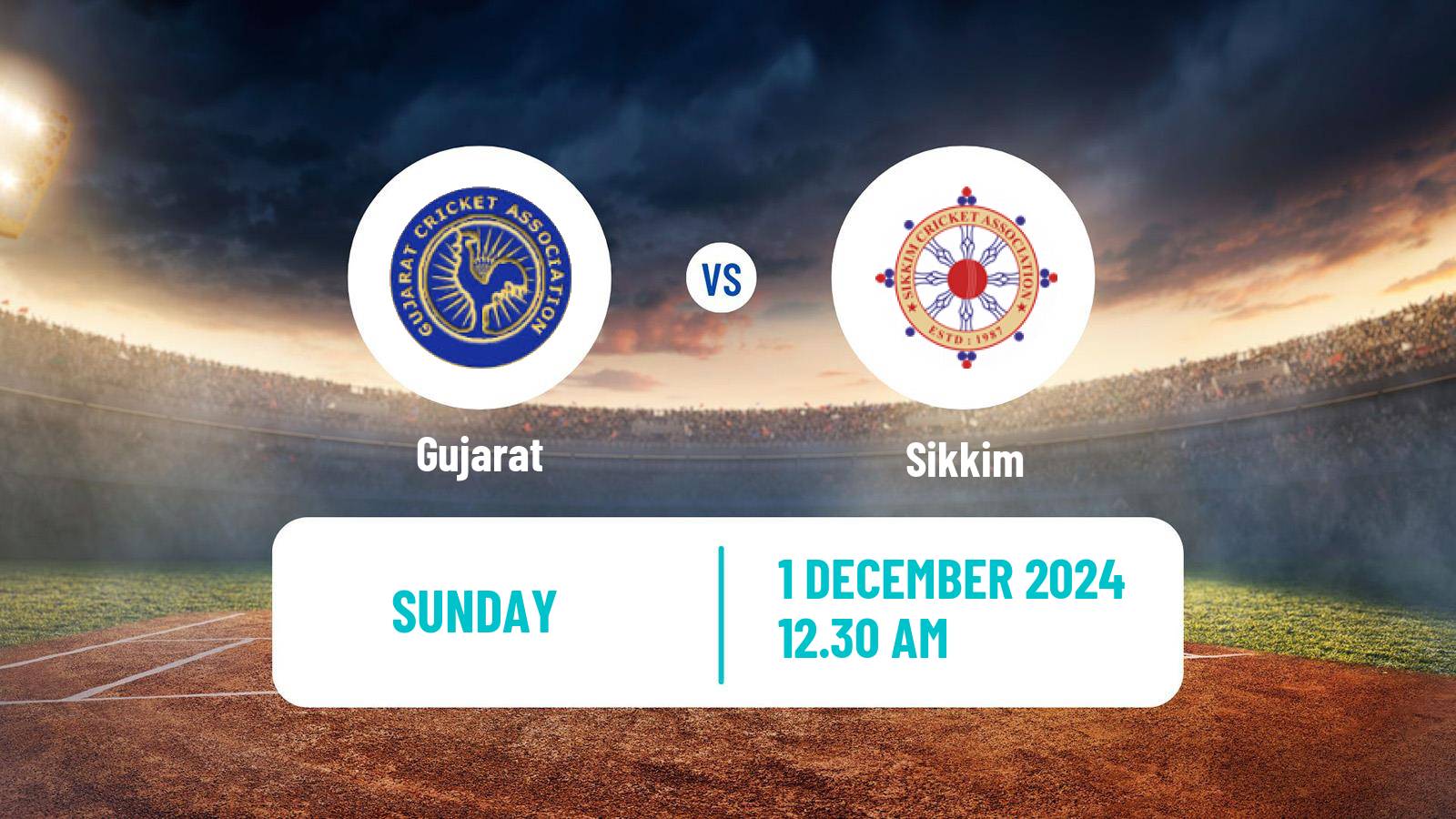 Cricket Syed Mushtaq Ali Trophy Gujarat - Sikkim