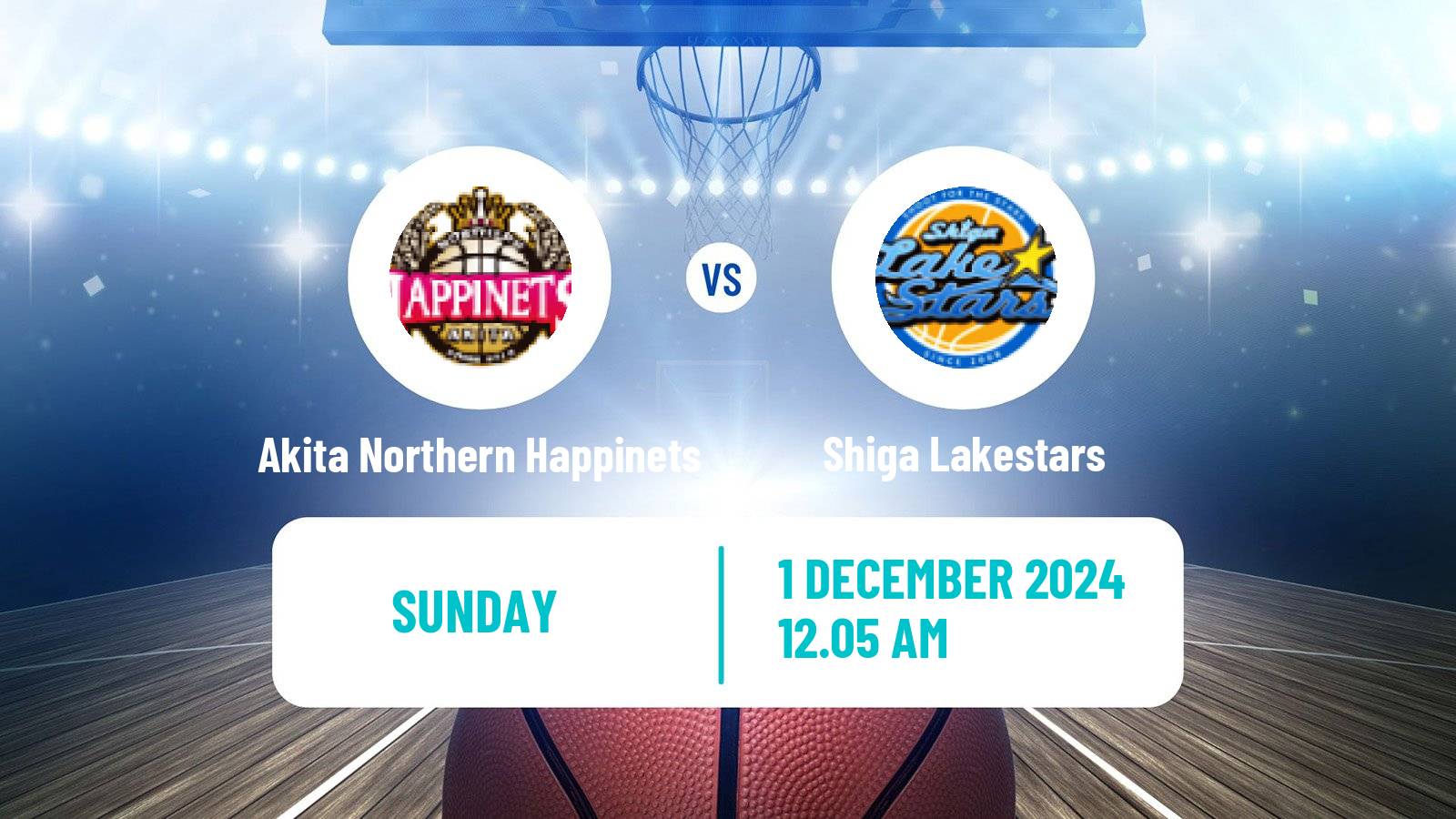 Basketball BJ League Akita Northern Happinets - Shiga Lakestars