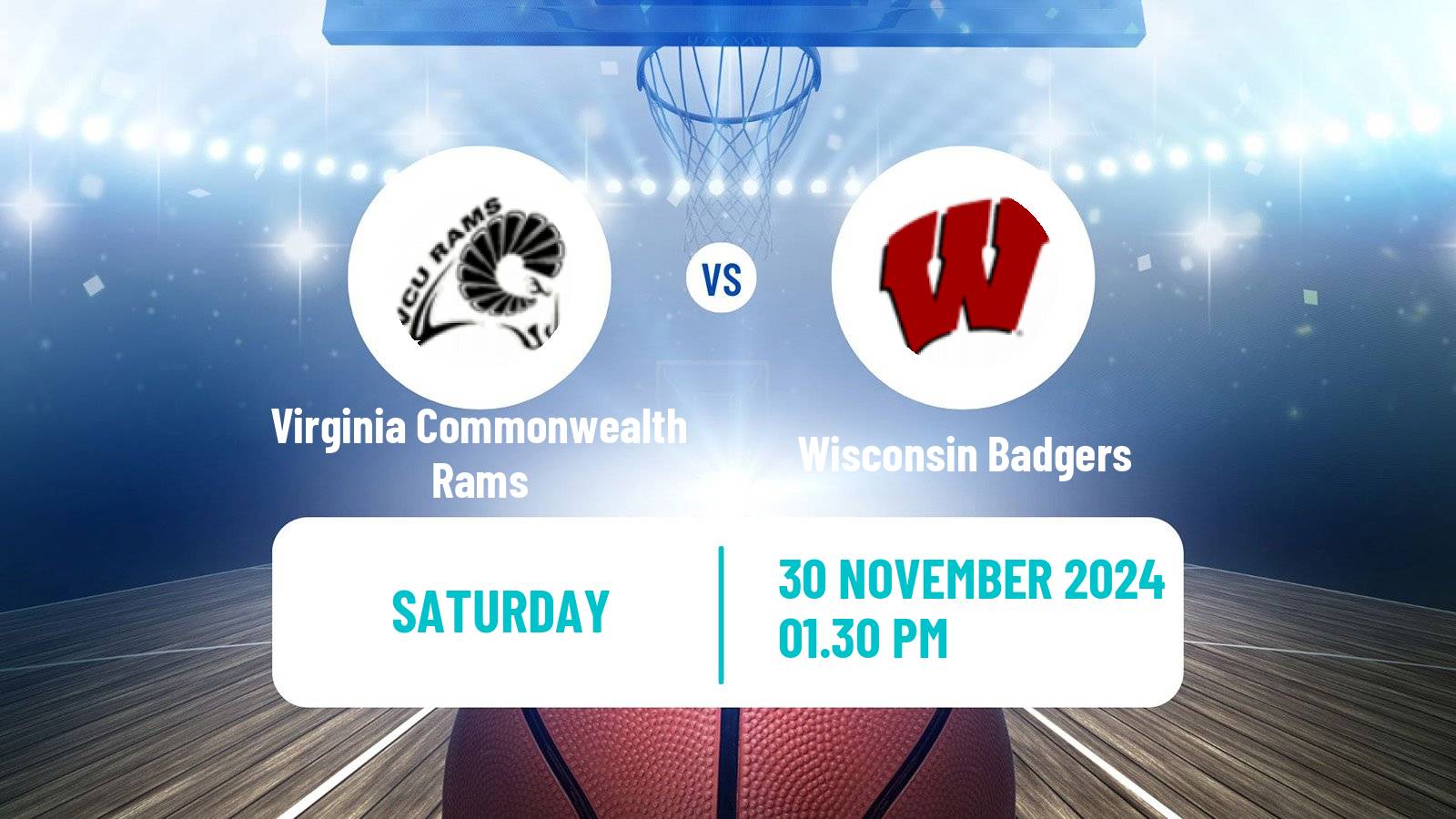 Basketball NCAA College Basketball Women Virginia Commonwealth Rams - Wisconsin Badgers