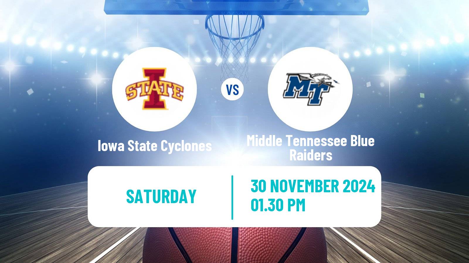 Basketball NCAA College Basketball Women Iowa State Cyclones - Middle Tennessee Blue Raiders