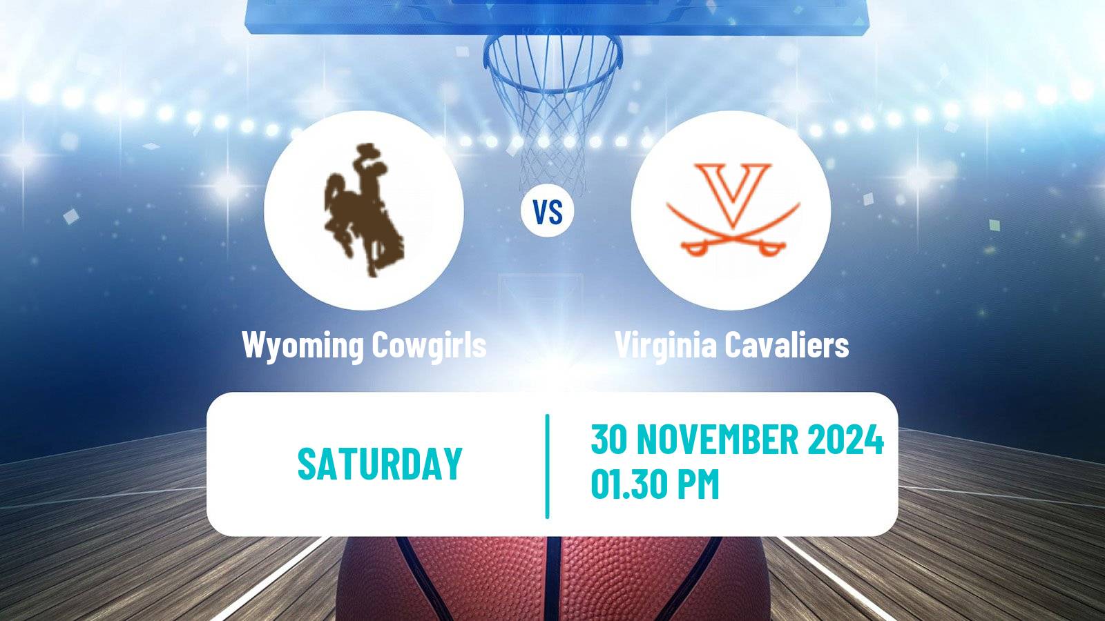 Basketball NCAA College Basketball Women Wyoming Cowgirls - Virginia Cavaliers