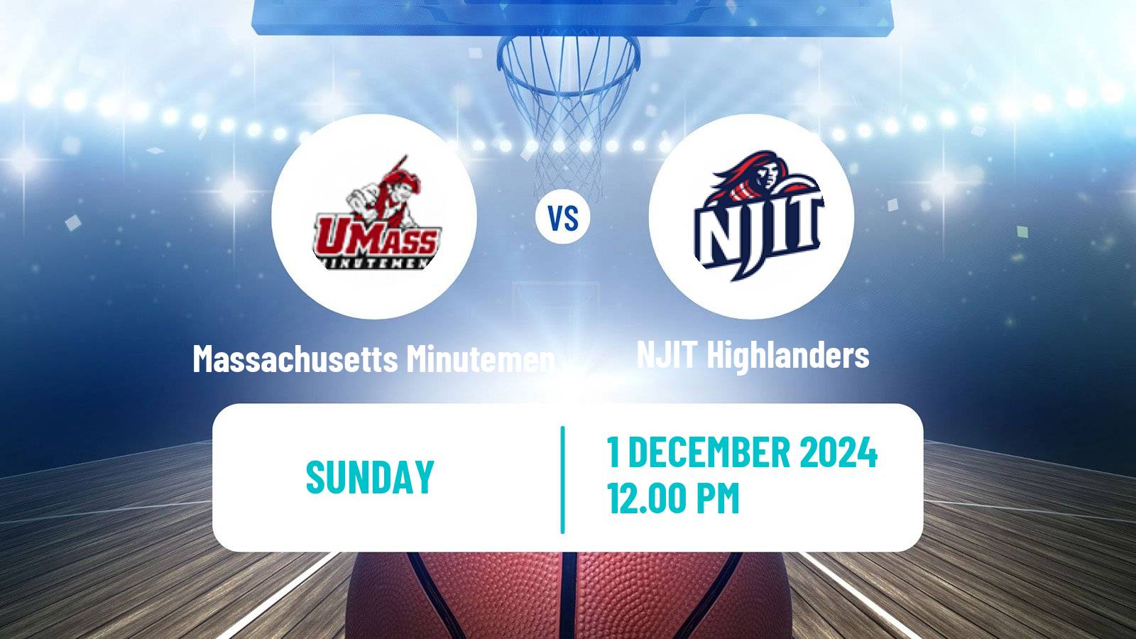 Basketball NCAA College Basketball Massachusetts Minutemen - NJIT Highlanders