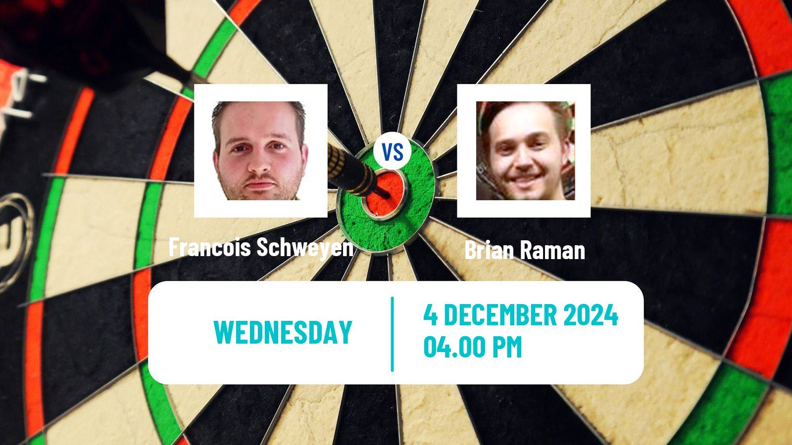 Darts Wdf World Championship Francois Schweyen - Brian Raman