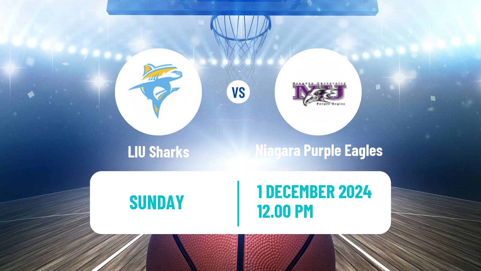 Basketball NCAA College Basketball LIU Sharks - Niagara Purple Eagles