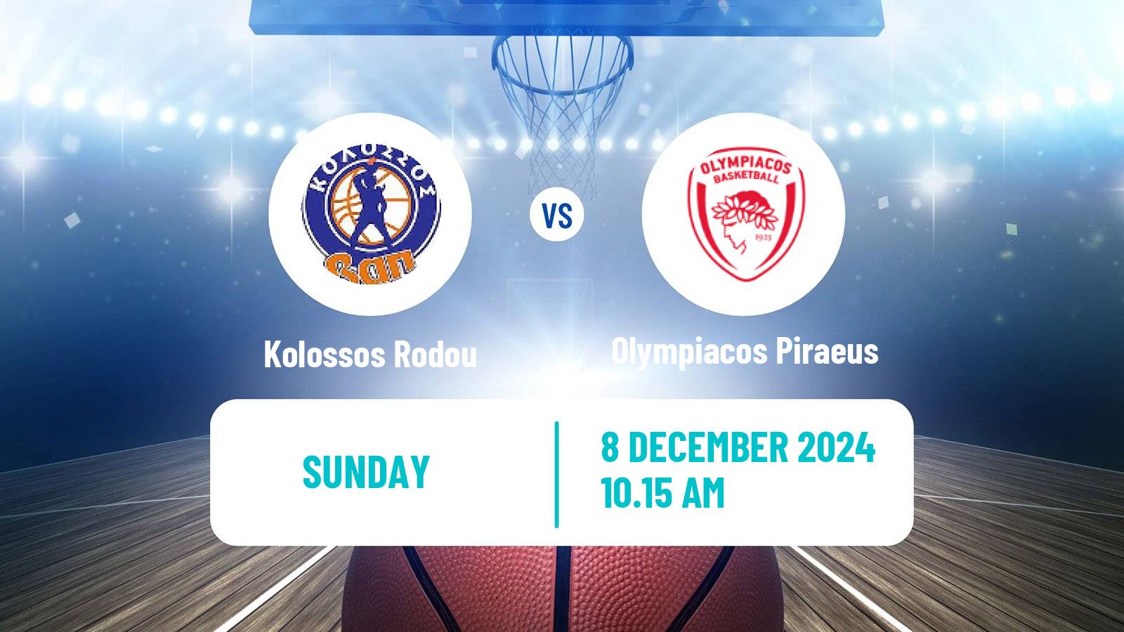 Basketball Greek Basket League A1 Kolossos Rodou - Olympiacos Piraeus