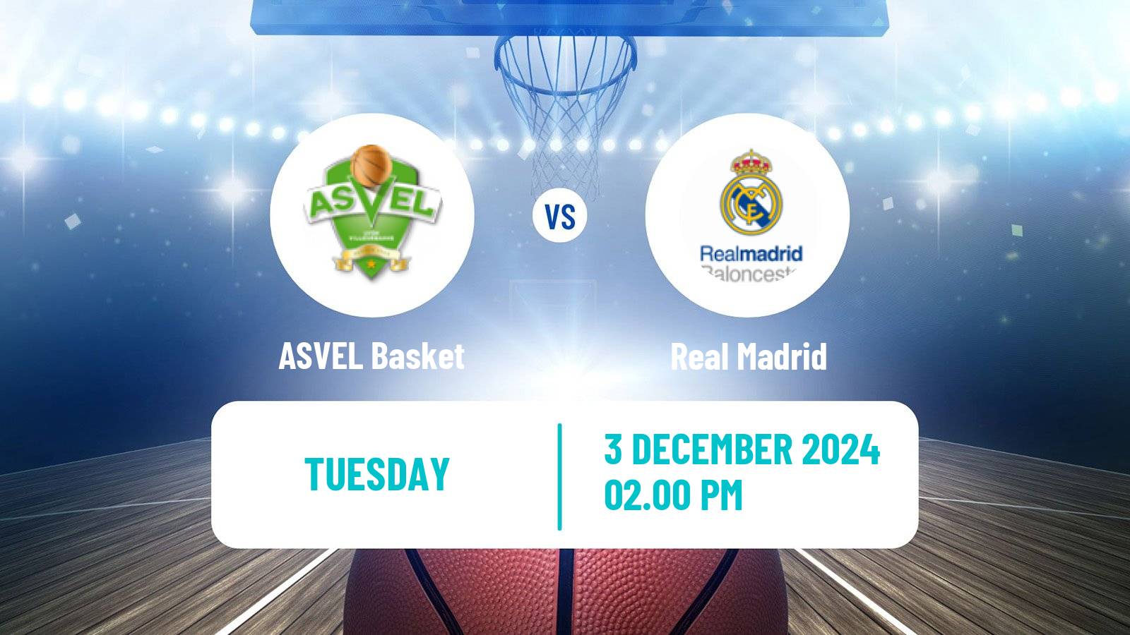 Basketball Euroleague ASVEL Basket - Real Madrid