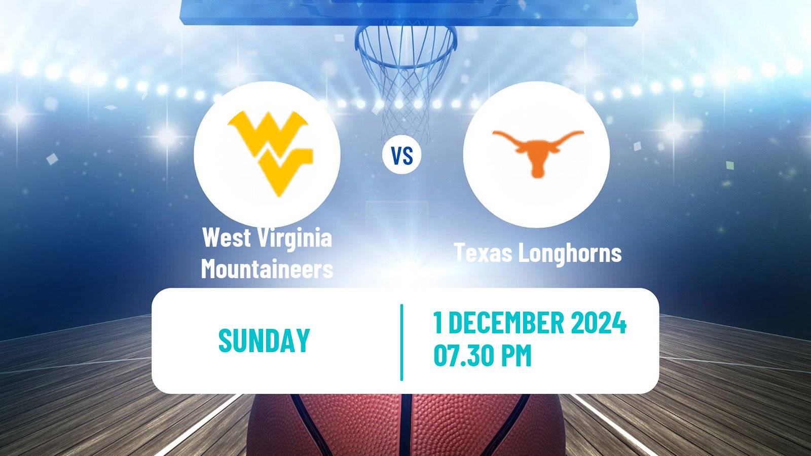 Basketball NCAA College Basketball Women West Virginia Mountaineers - Texas Longhorns